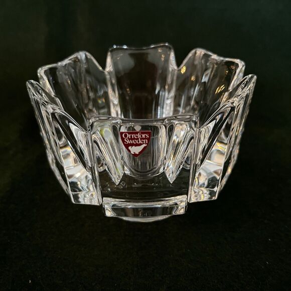 Orrefors Corona Sweden Crystal Skal Bowl Lars Hellsten Signed 5" x 3.5" Vintage - Picture 4 of 7
